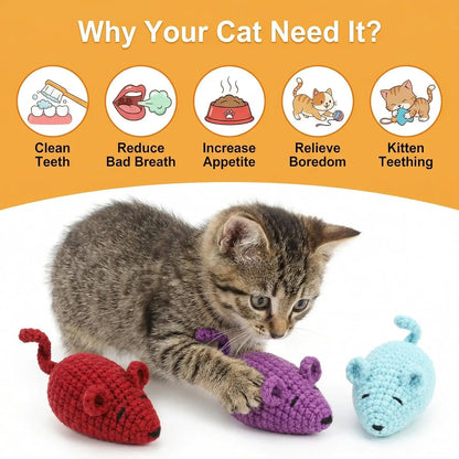 Handmade Yarn Mice Toys with Catnip.