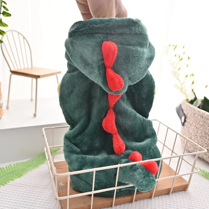 Winter Warm Dinosaur Pet Hoodie Costume XS‑4XL .