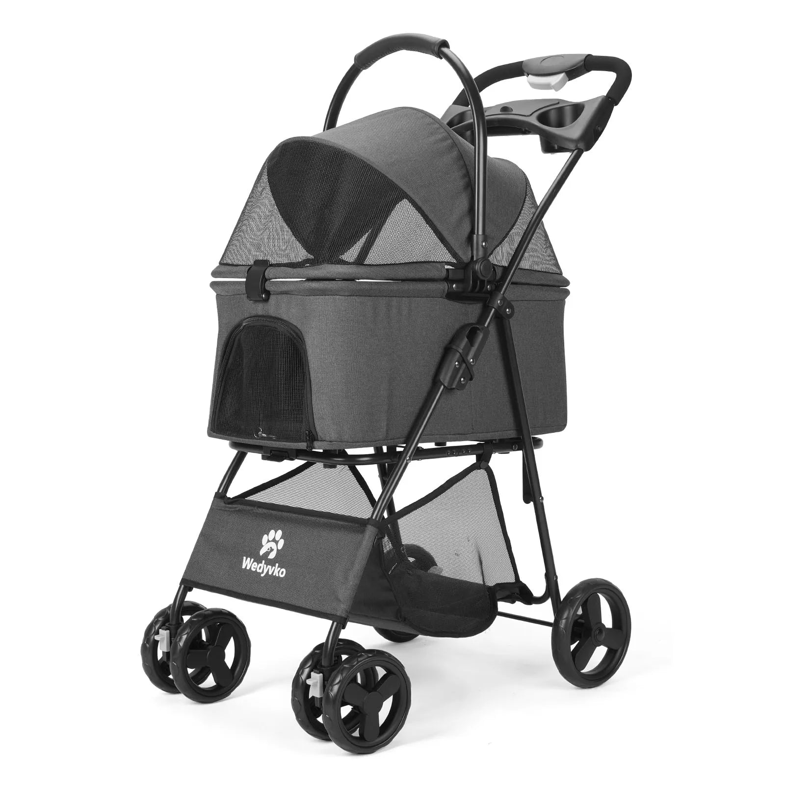 Pet Stroller with Removable Carrier, Folding Stroller for Dogs and Cats.