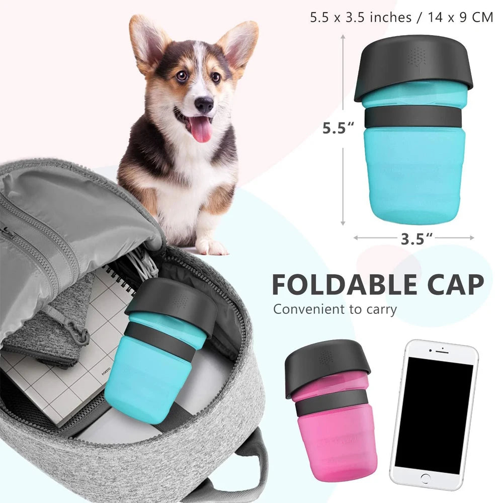 Portable Large (500 ml) Capacity Pet Outdoor Drinking Bowl.  Dog Water Bottle, Foldable Bowl, and Leak-Proof, Water Bowl.