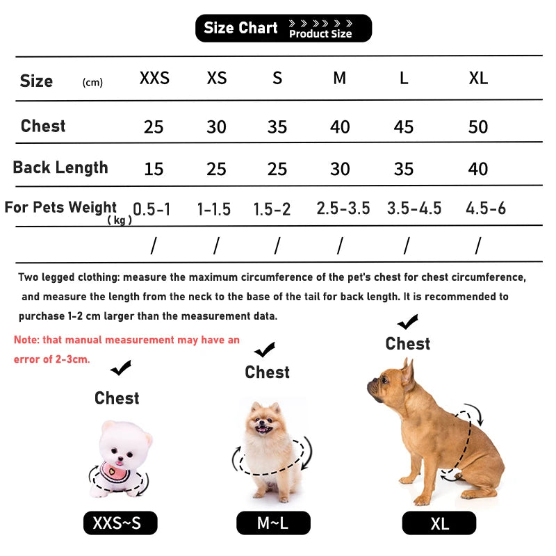Dog Clothes Winter Vest Sizes XXS - XL.