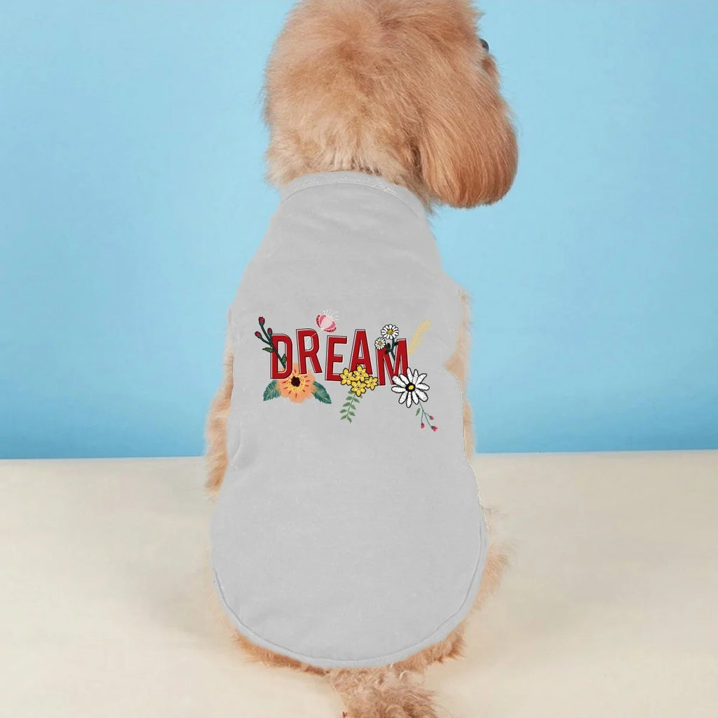 One Piece Flower Embroidered,  Letter Printed Pet Vest for Cats and Dogs.