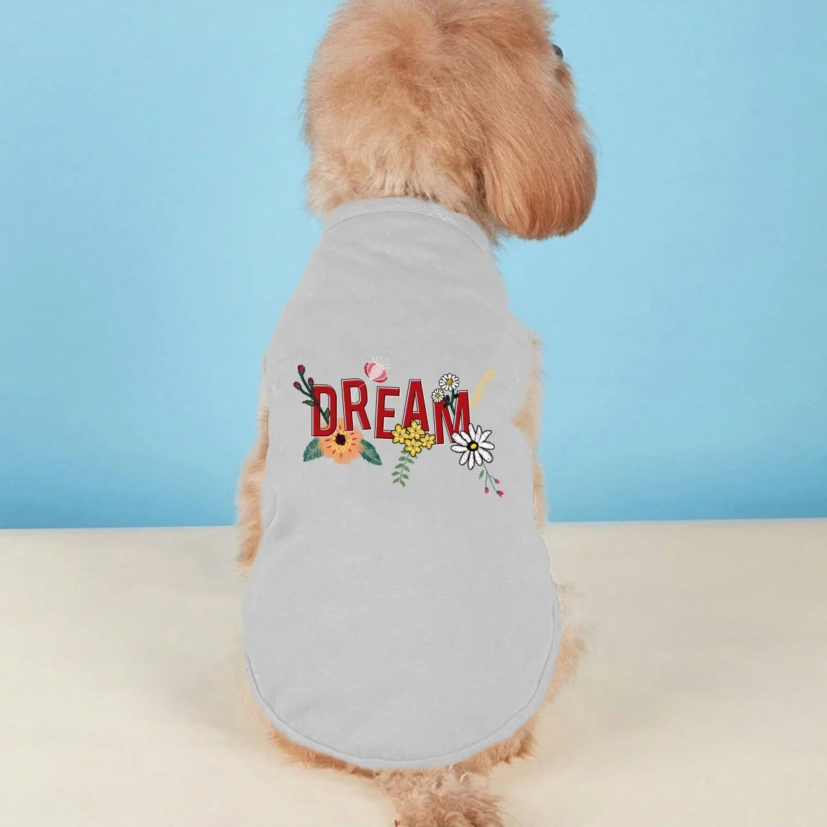 One Piece Flower Embroidered,  Letter Printed Pet Vest for Cats and Dogs.