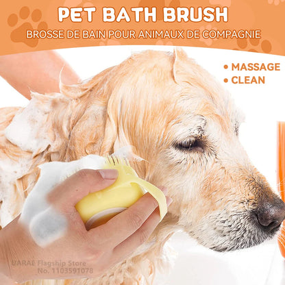 Pet Bathing Brush with Shampoo Dispenser.