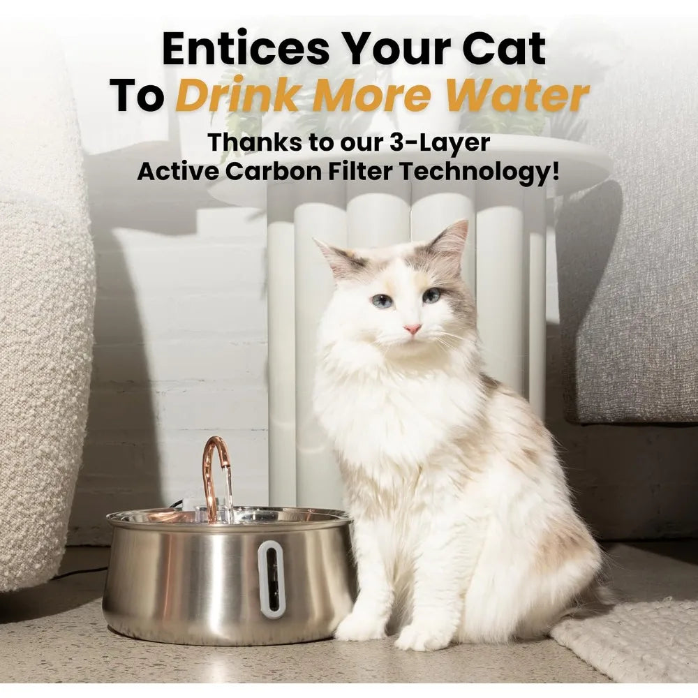 4L Stainless Steel Cat Water Fountain.