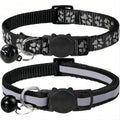 2 Piece Cat and Dog Footprints Really Reflective Pet Collar and Strip Reflective Pet Collar,  (Black only).