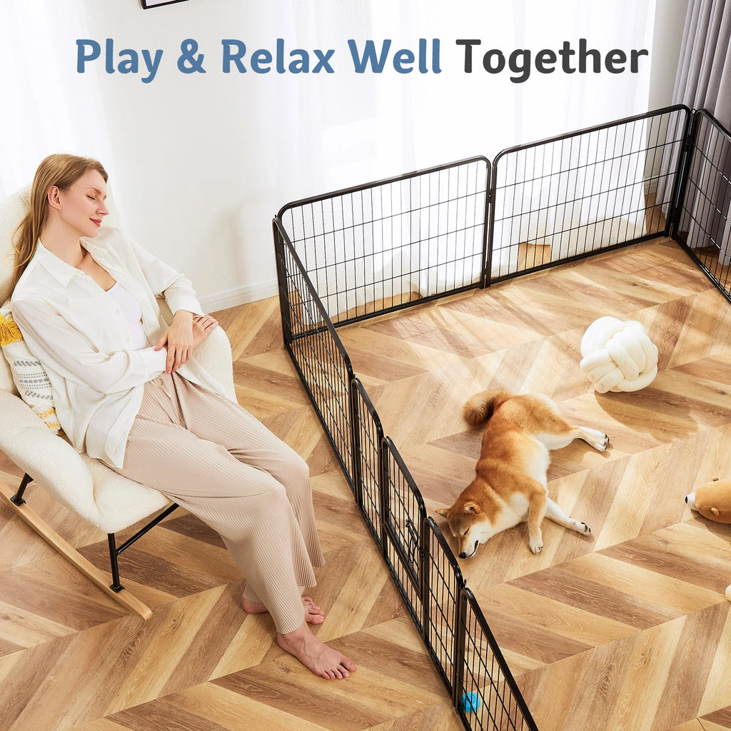 Metal Panels Outdoor Playpen for Large Dogs, Puppies, Cats and Kittens.