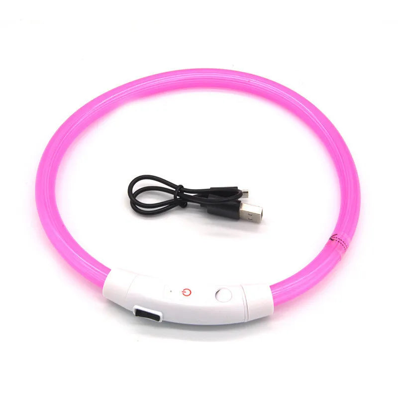 LED Pet Luminous Collar USB Charging Collar for Dog and Cat.