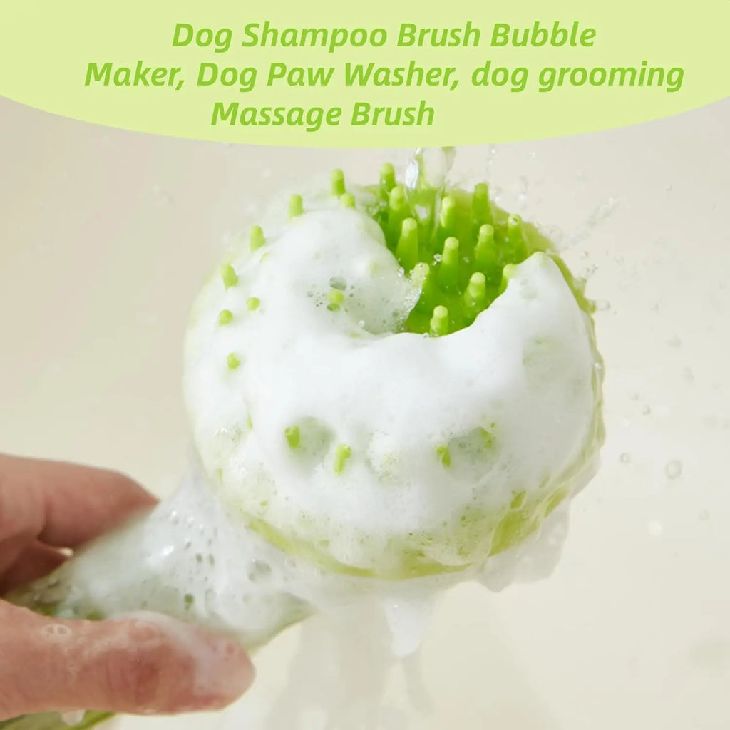 Pet Bath Brush with Shampoo Dispenser.