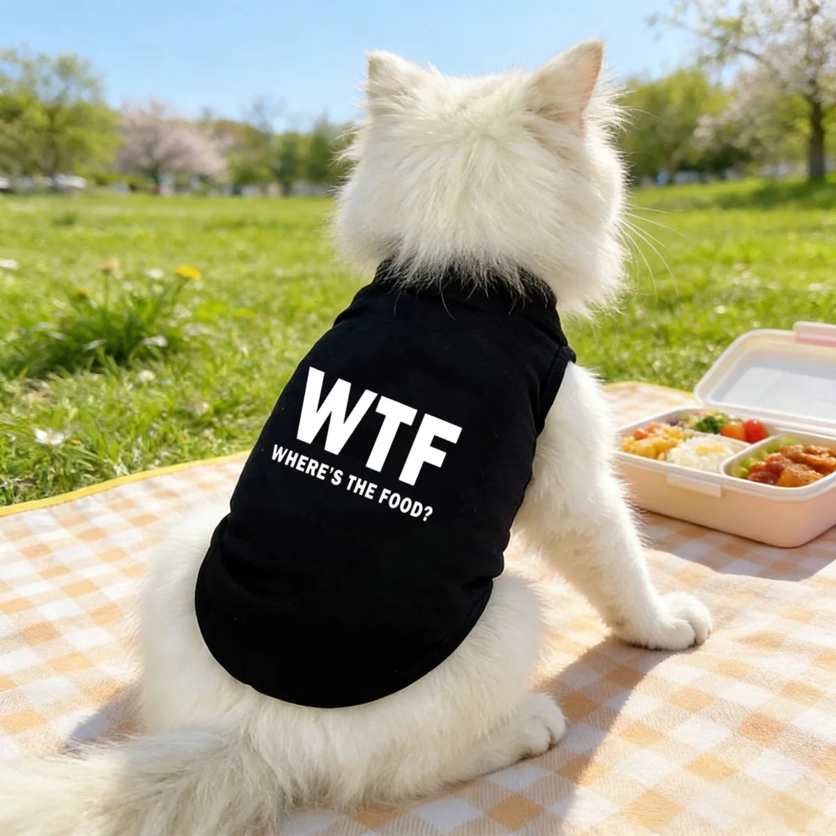 Dog Tank Top, featuring a Playful 'Where's the Food' Back Print.
