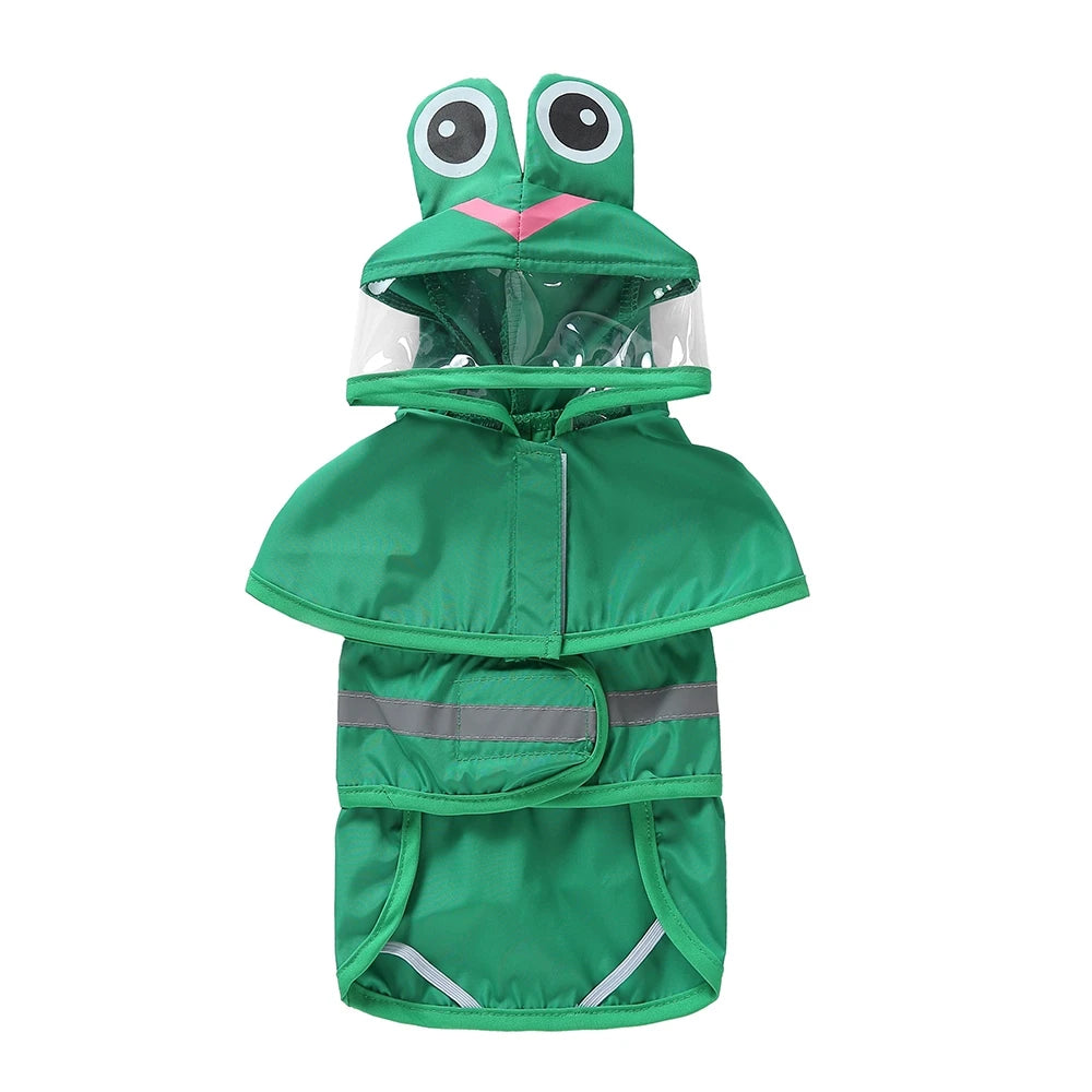 Reflective Pet Dog Raincoat, Cute Animal, Hooded, Waterproof Jacket for Large Dogs.