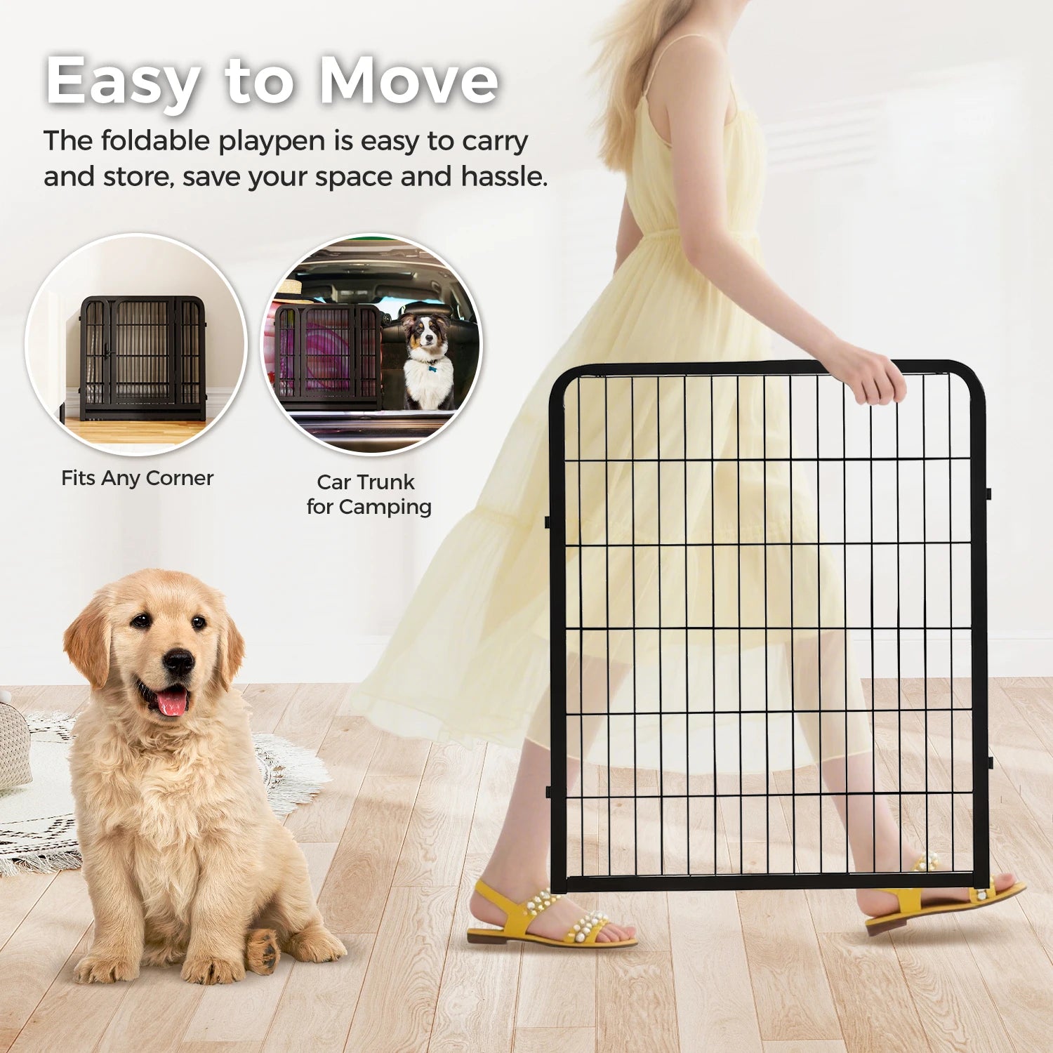 Heavy-Duty Metal Puppy Playpen.  Indoor and Outdoor Use.