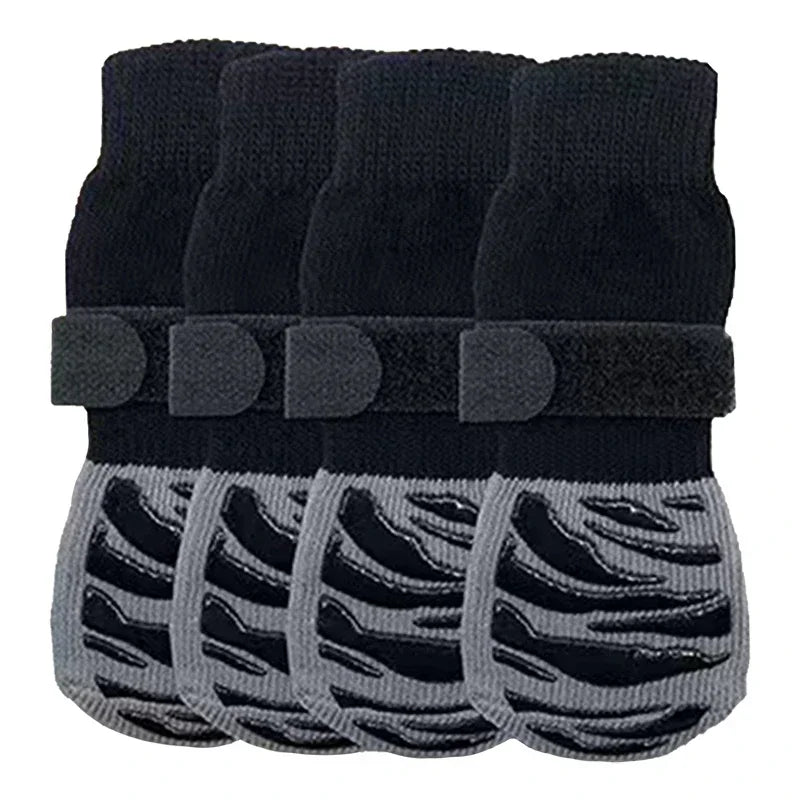4 Pieces per set Anti-Slip Dog Socks with Straps Traction Control for Indoor on Hardwood Floors.