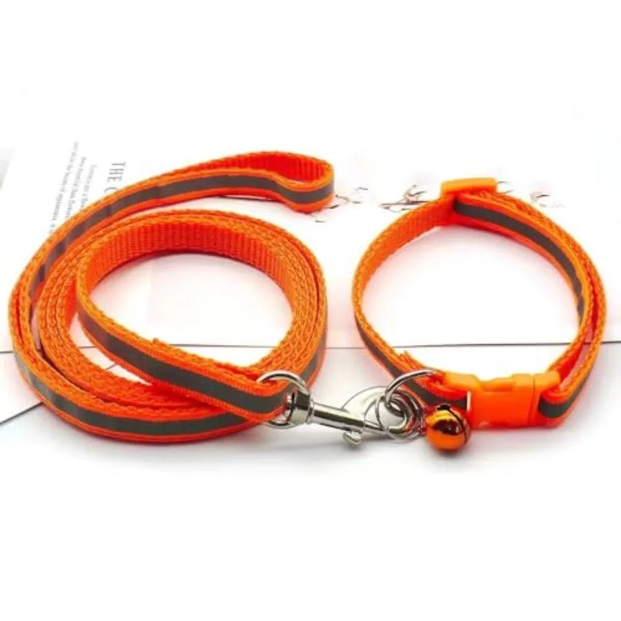 Reflective Collar and Leash Set for Cats, Small Dogs & Puppies.