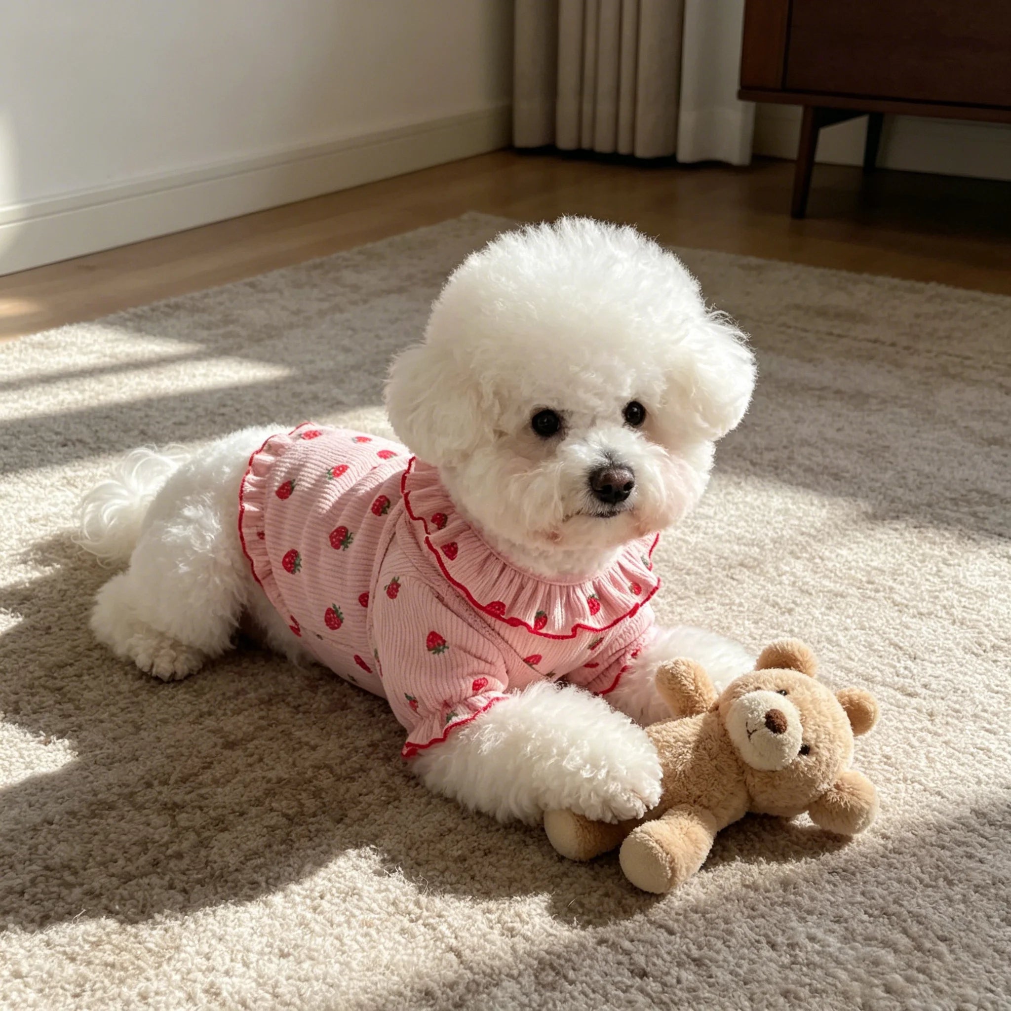 Strawberry Print Small Dog or Cat Summer Dress.