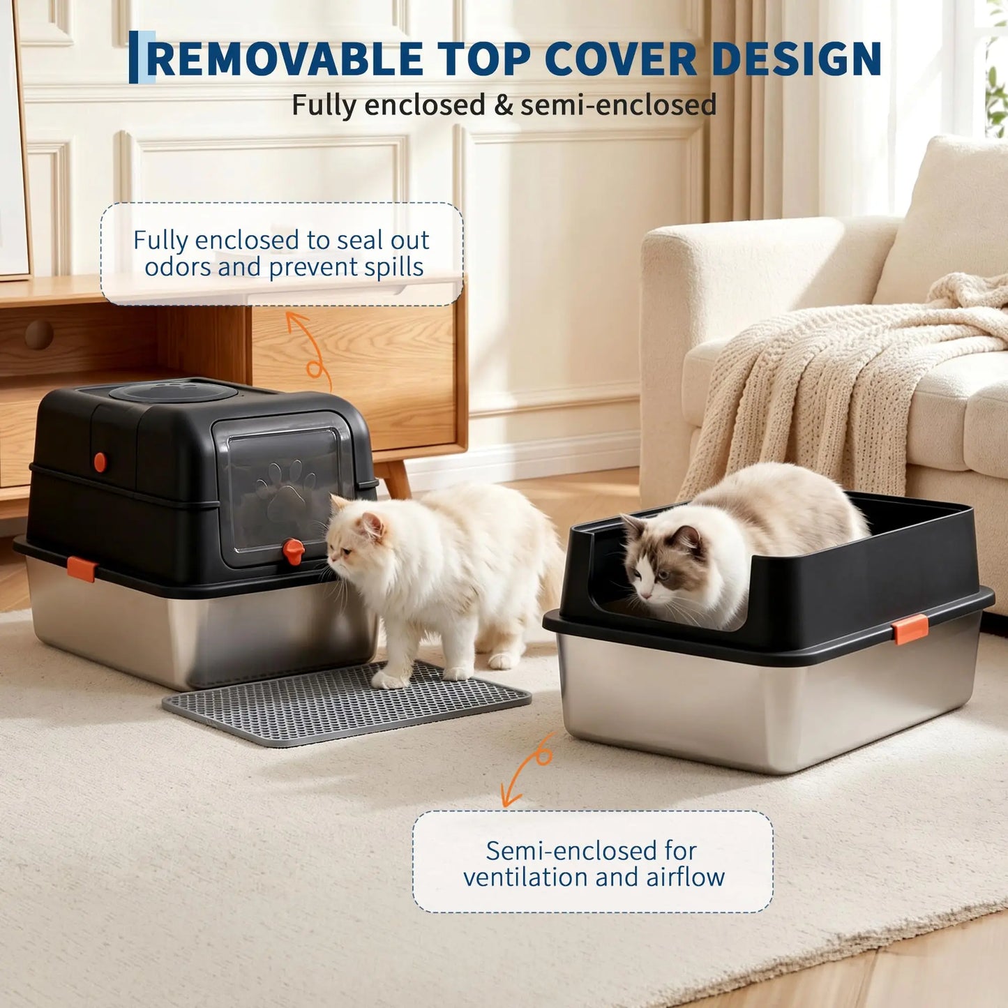 Enclosed XL Litter Box With Lid & Scoop.