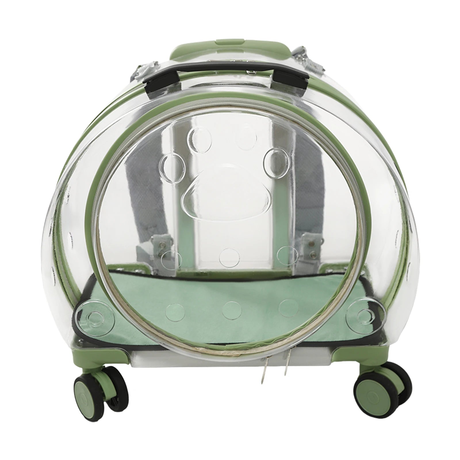 Rolling Cat Carrier with Wheels.  Telescopic Handle,  Pet Travel Bag,  Clear Bubble and Backpack for Vet Trip and Outdoors.  Cat Weight Limit 19.84 lb.