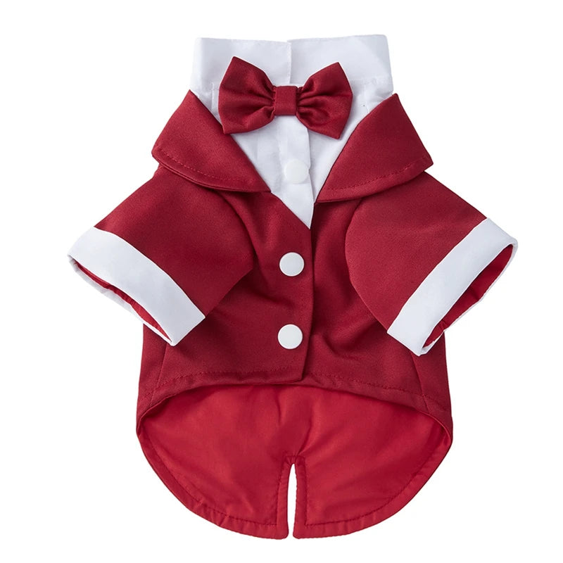 Pet Dog Tuxedo Formal Pet Wedding Party Suit for Small and Medium Dogs. Dog Boys Bow Tie, and Shirt.