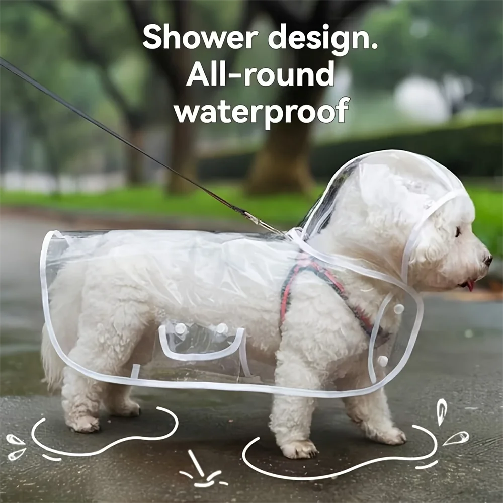 Transparent Waterproof Dog Raincoat, Raincoat for Small and Medium Sized Dogs and Cats.