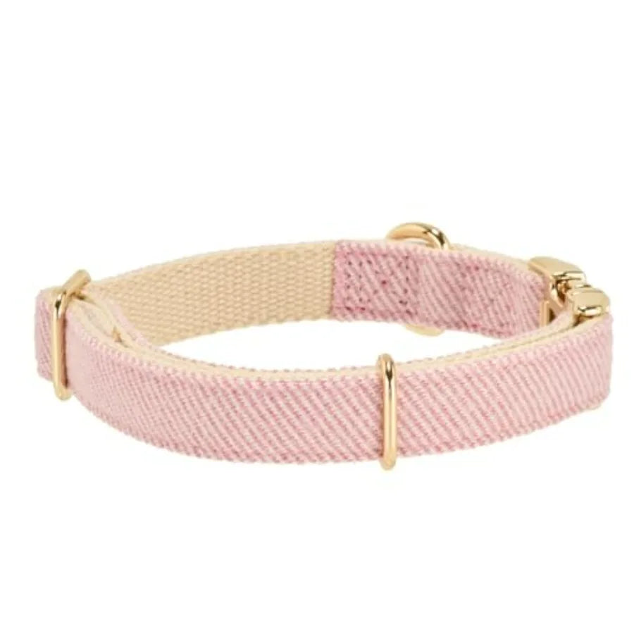 Luxury Soft Cotton Tweed Fabric Dog Collar and Leash Set with Gold Buckle.  Durable Fabric and  Stylish Design for Everyday Walks.