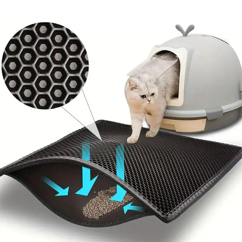 Cat Litter Mat Waterproof. Double Layer Cat Litter Mat, Trapping Pet Litter in Bottom Mat.