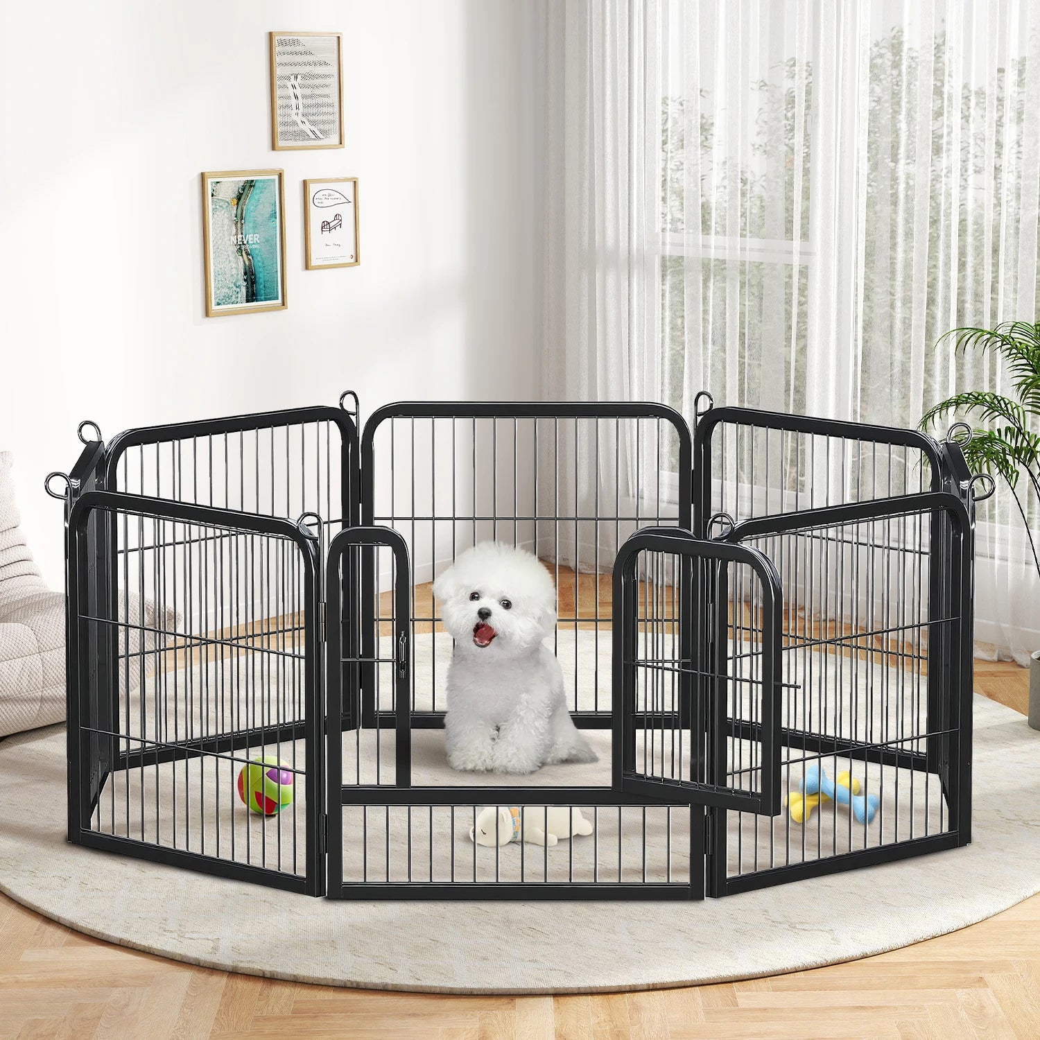 Heavy-Duty Metal Puppy Playpen.  Indoor and Outdoor Use.