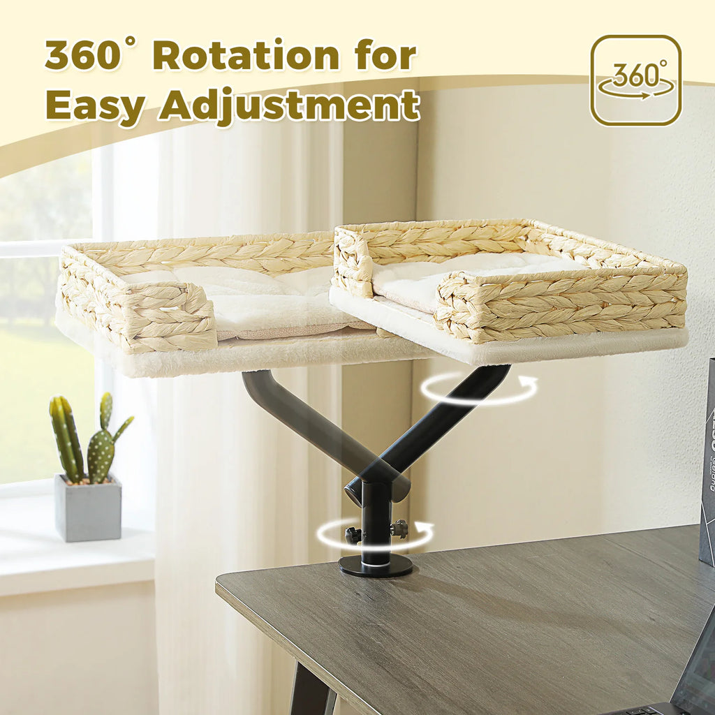 Cat Desk Bed, 360° Rotatable Cat Bed Stand for Indoor Cats.