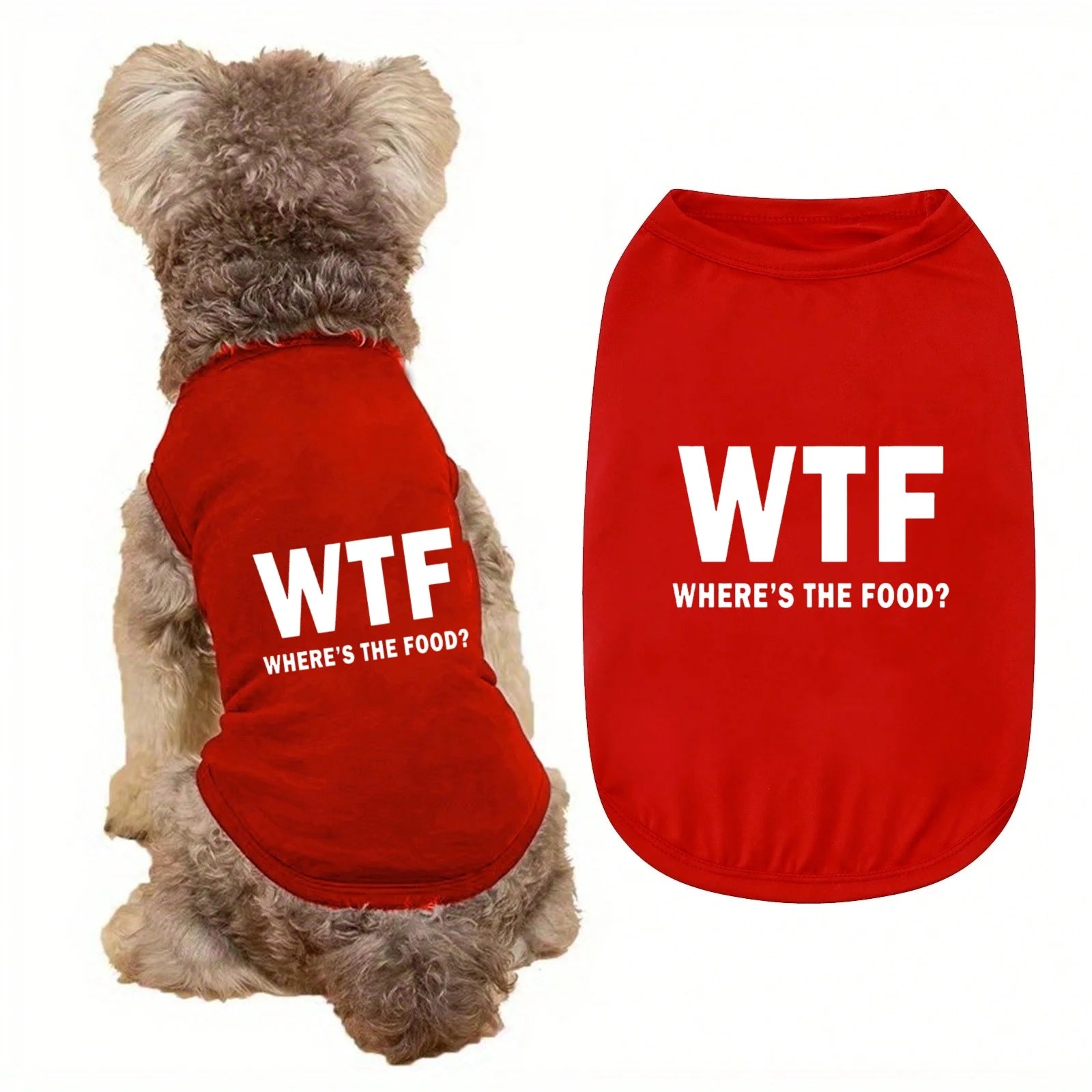 Dog Tank Top, featuring a Playful 'Where's the Food' Back Print.