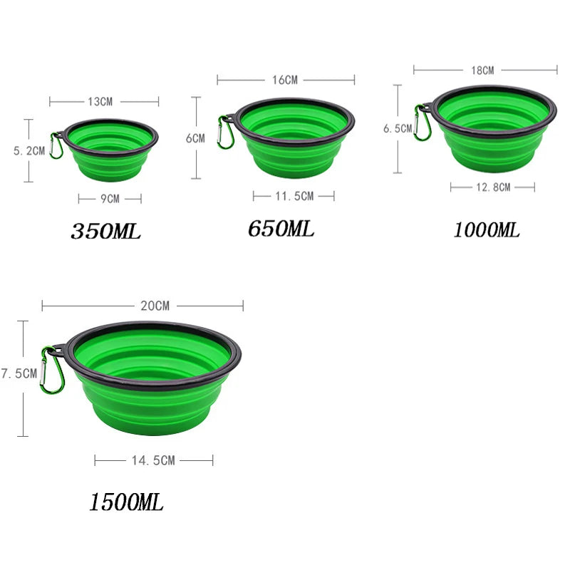 Folding Portable Silicone Dog Feeder Bowl 2 In 1 Pet Dispenser.