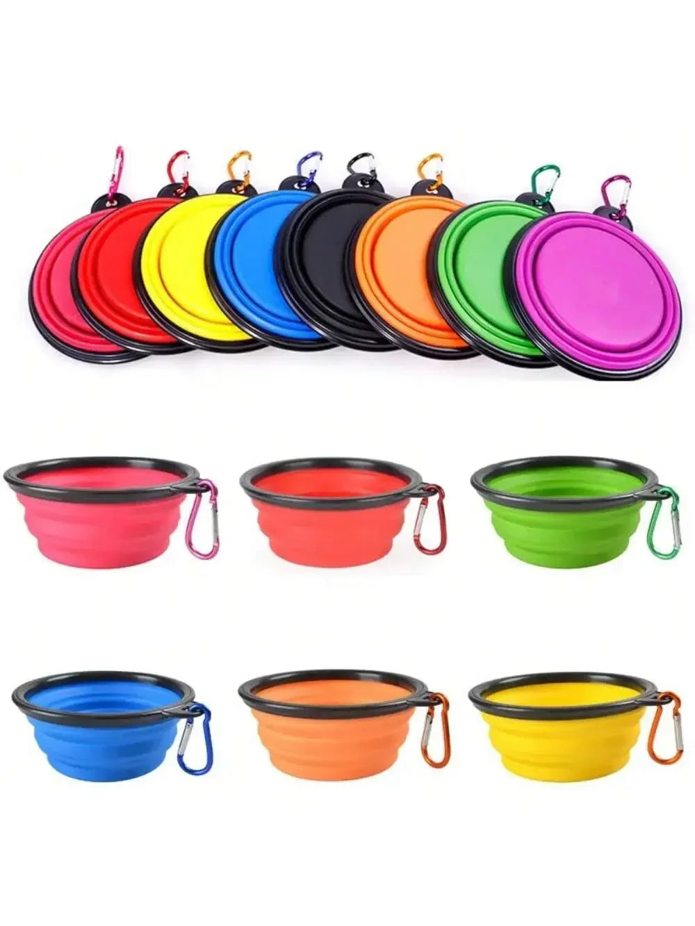 Folding Silicone Dog Feeder Bowl 2 In 1 with Carabiner.