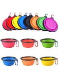 Folding Silicone Dog Feeder Bowl 2 In 1 with Carabiner.