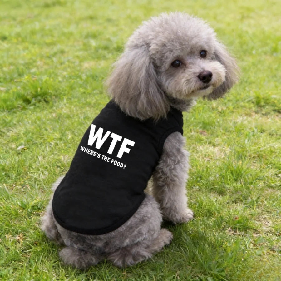 Dog Tank Top, featuring a Playful 'Where's the Food' Back Print.