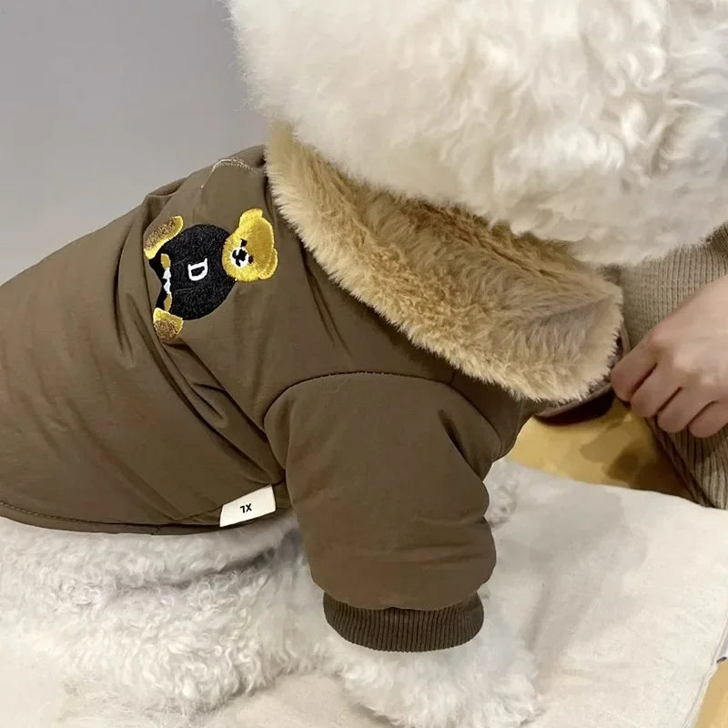 Fashion Bear Print Down Jacket for Small Dogs, Puppies and Cats.