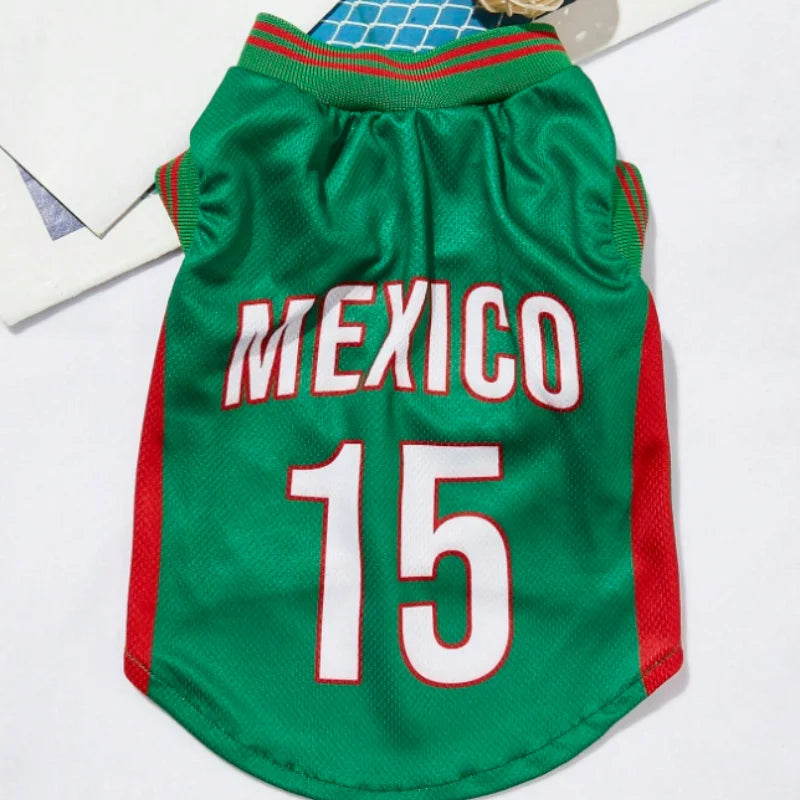 Summer Mesh Breathable Dog Sport Jersey Basketball T-Shirt.   Sizes Puppies to Large Dogs.