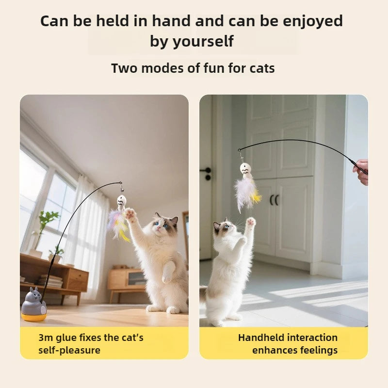 Funny Cat Stick with Steel Wire and Long Pole with Feather, Bells and Cat Teaser.