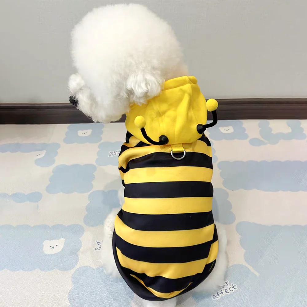 Cute Bee Costume for Dogs and Cats.  Warm Pet Sweater Outfit for Halloween and Every Day Wear.