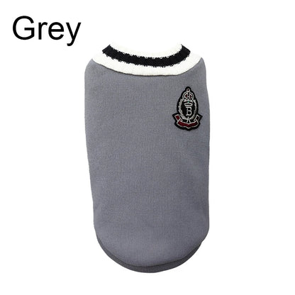 Winter Warm Dog Sweater College Style V-neck.
