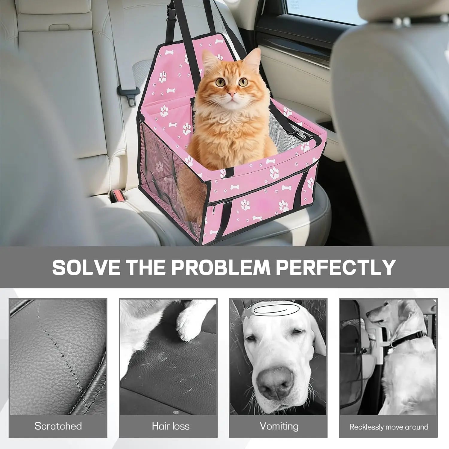 Pet Car Seat for Small Pets Up To 22 lbs.