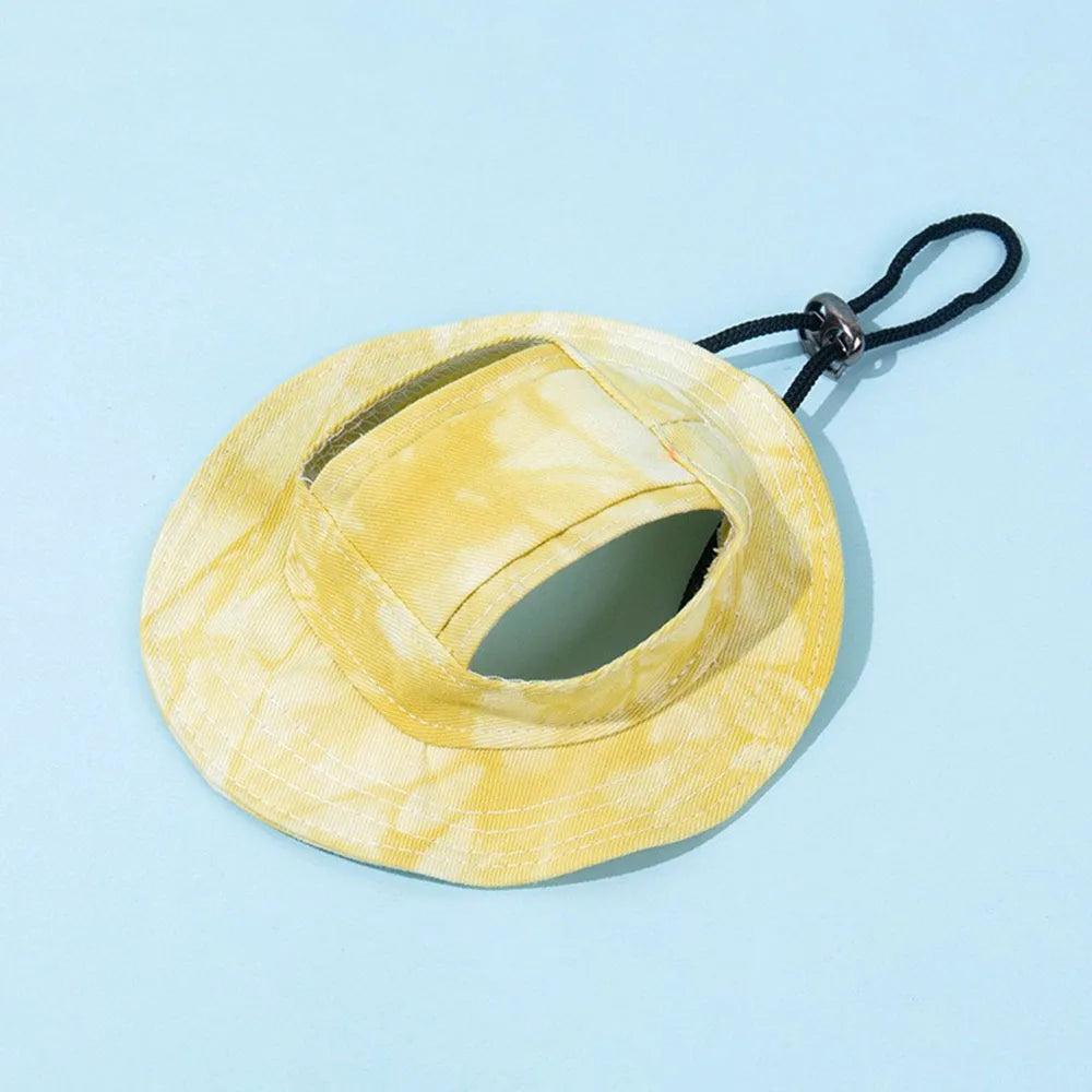 Summer Cat Sun Hat with Ear Holes - Cute Kitten Fisherman Cap for UV Protection, Breathable Outdoor Sunshade Cap for Cats.