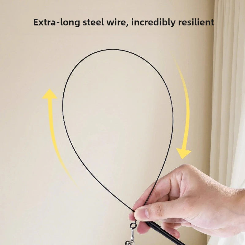 Funny Cat Stick with Steel Wire and Long Pole with Feather, Bells and Cat Teaser.