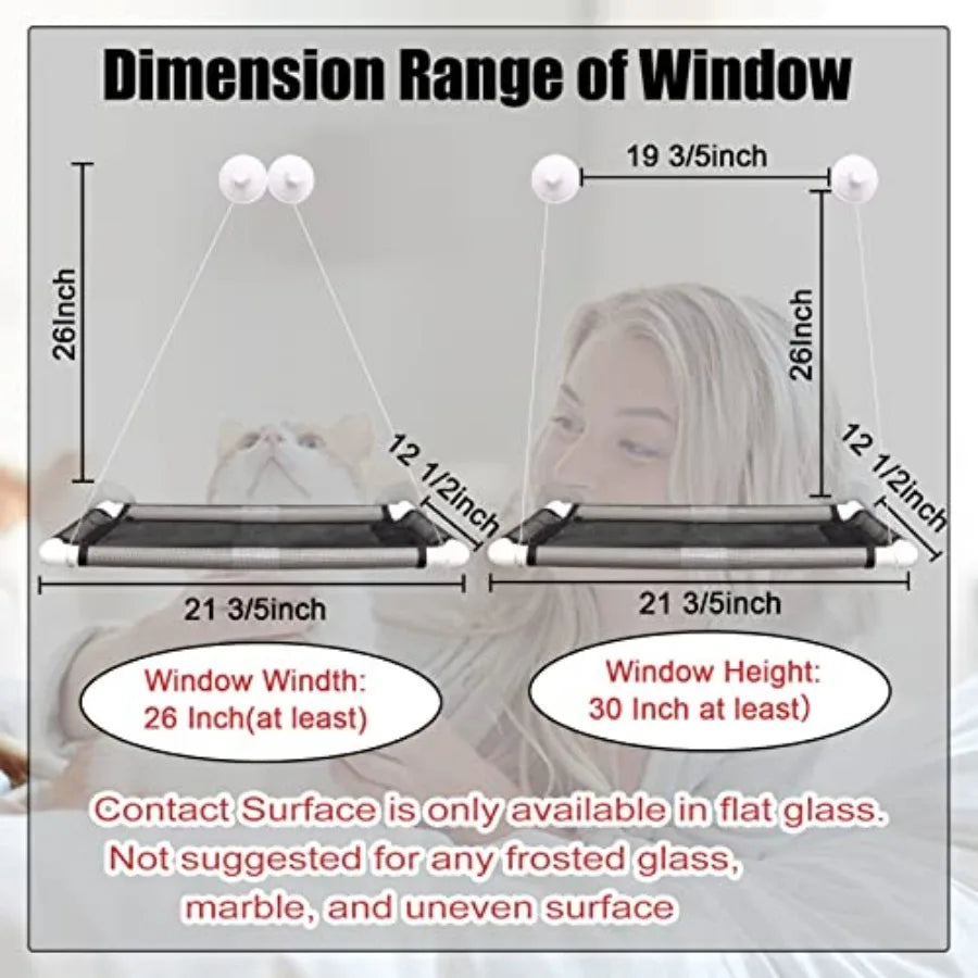 2026 Cat Window Perch, Cat Hammock Window Seat with Free Fleece Blanket   Suction Cups Extra Large.