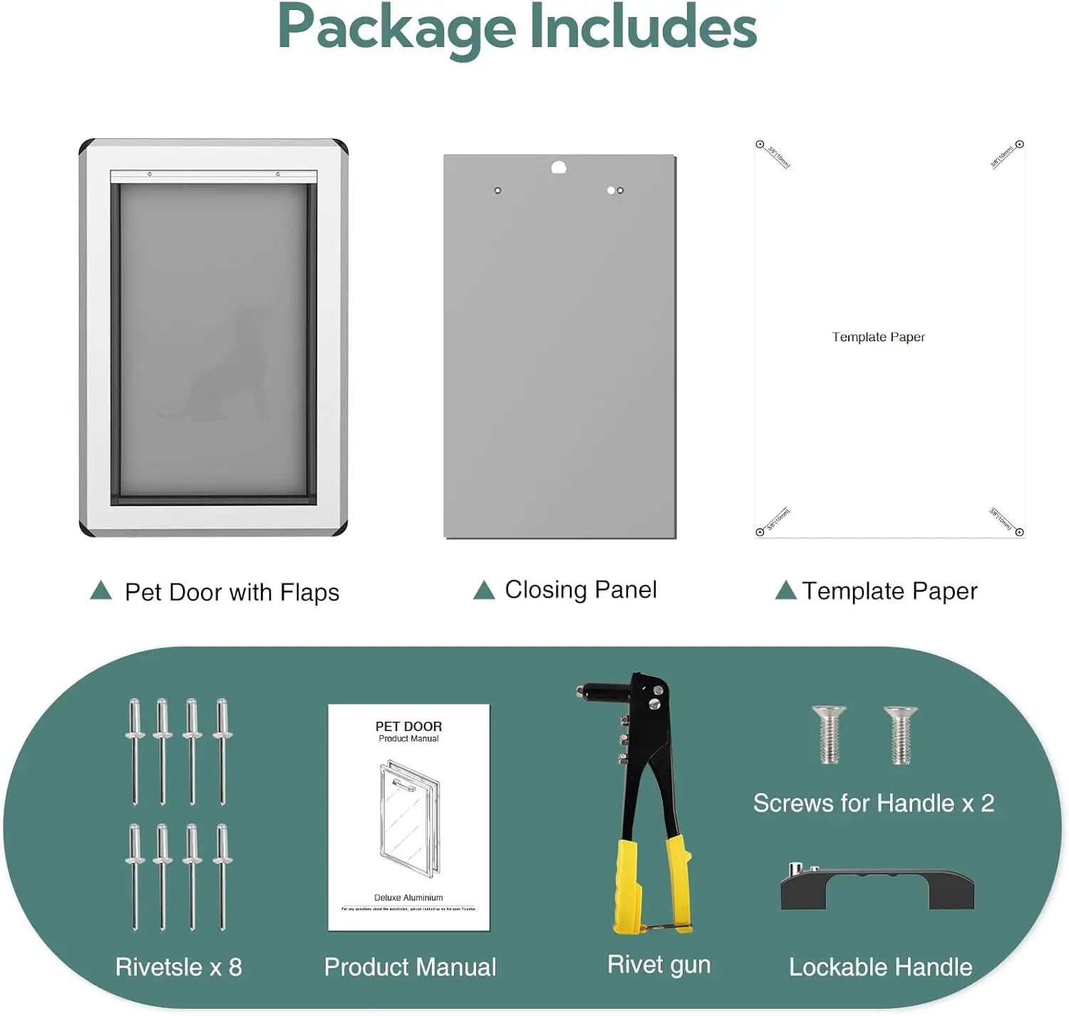 Exterior Door Application, Aluminum Frame, Rust Resistant and Energy Efficient Large Dog Door for Pets Up to 100 lb.