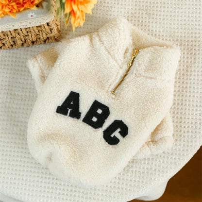 Winter Fleece Sweatshirt Coat with "ABC" for Small Dogs, Puppies & Cats.