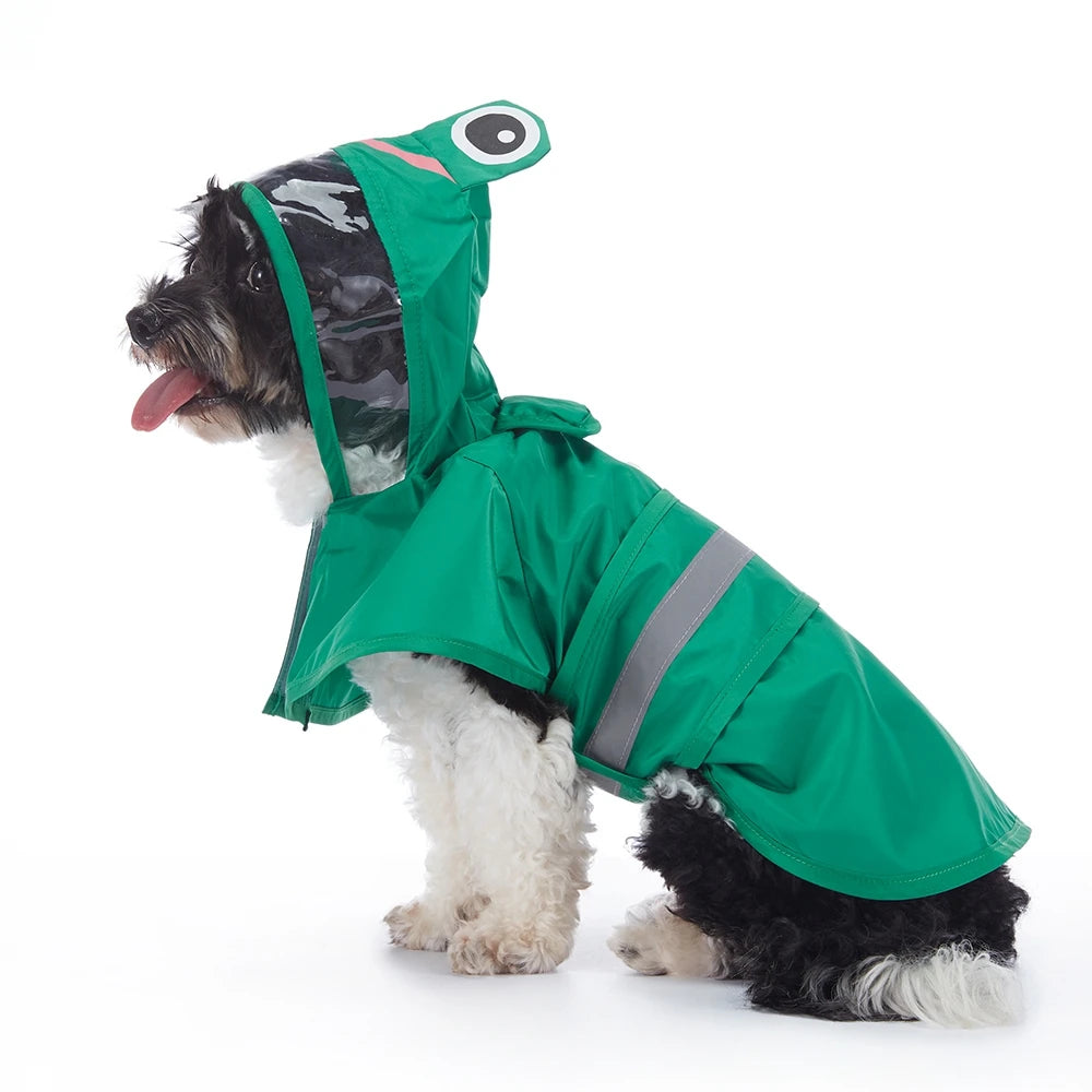 Reflective Pet Dog Raincoat, Cute Animal, Hooded, Waterproof Jacket for Large Dogs.