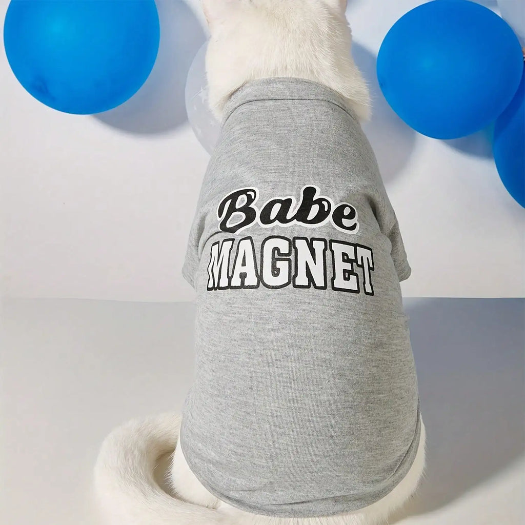 1 pc Cute "Babe Magnet" Graphic Pet Summer Breathable Vest For Dogs and Cats.