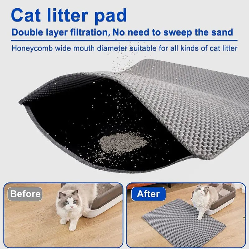 Cat Litter Mat Waterproof. Double Layer Cat Litter Mat, Trapping Pet Litter in Bottom Mat.