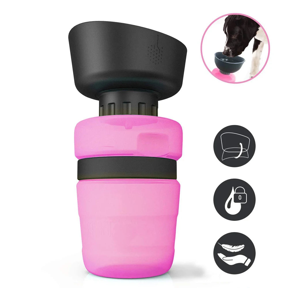 Portable Large (500 ml) Capacity Pet Outdoor Drinking Bowl.  Dog Water Bottle, Foldable Bowl, and Leak-Proof, Water Bowl.