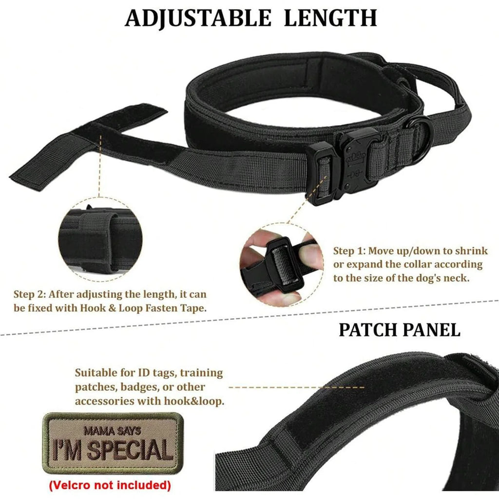 Dog Tactical Leash Collar With Handle for Medium & Large Dogs.