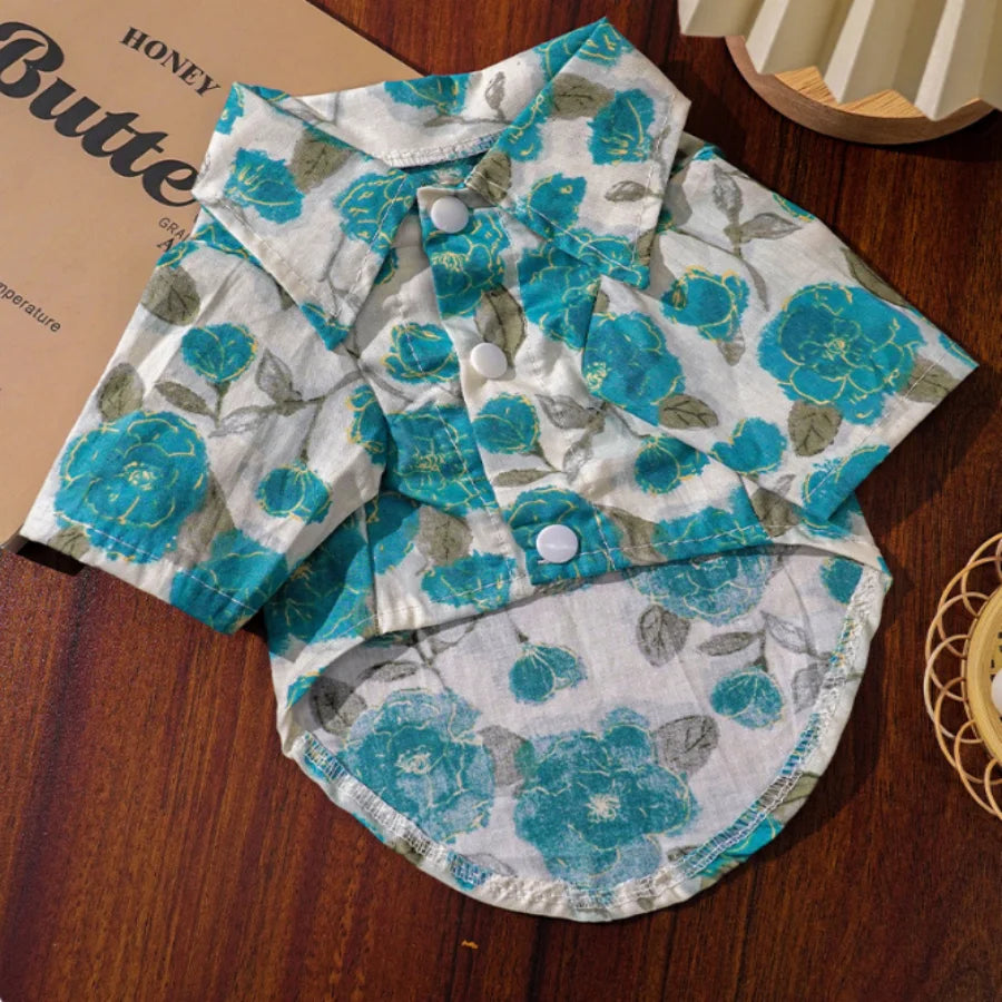 1 piece Summer thin rose pet shirt, breathable.