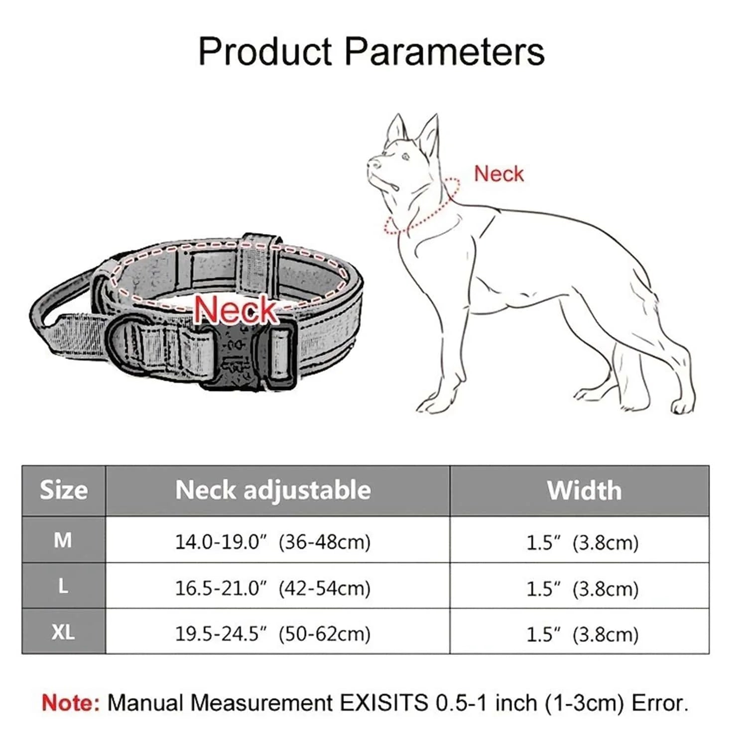 Dog Tactical Leash Collar With Handle for Medium & Large Dogs.